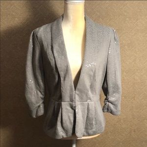 Elle sequin peplum ruched 3/4 sleeve blazer